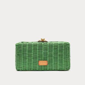 Frances Valentine Pepper Wicker Clutch in Green